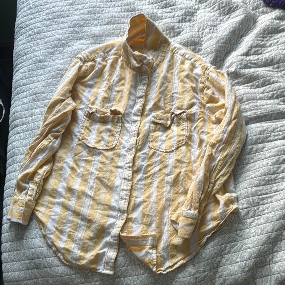 Yellow and White Striped WomensShirt